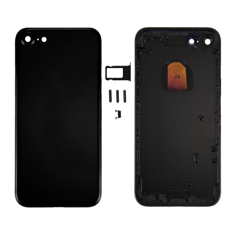 6 in 1 for iPhone 7 (Back Cover + Card Tray + Volume Control Key + Power Button + Mute Switch Vibrator Key + Sign) Full Assembly Housing Cover (Jet Black)