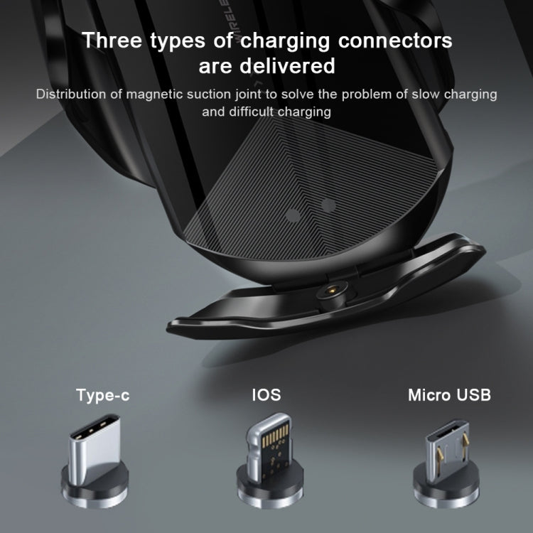 Q2 15W Universal Rotation Infrared Induction Magnetic Car Wireless Charging Mobile Phone Holder with Micro USB + 8 Pin + Type-C / USB-C Magnetic Connector ÎҵÄÉ̵ê