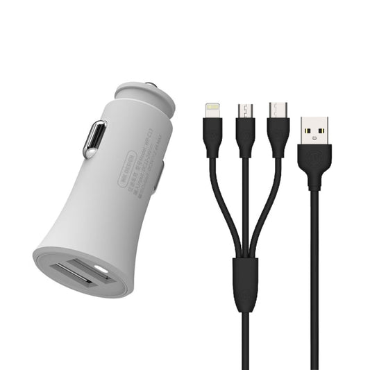 WK WP-C13 2.4A Warpath Dual USB Car Charger with USB to 8 Pin / Micro USB / Type-C Data Cable