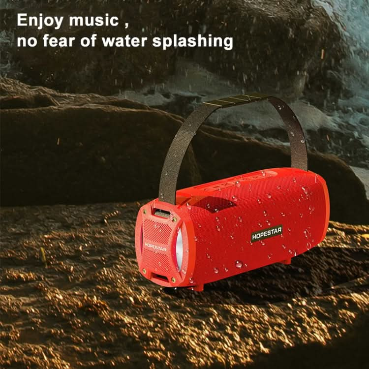 HOPESTAR H24 Pro TWS Portable Outdoor Waterproof Woven Textured Bluetooth Speaker with Rhythm Light, Support Hands-free Call & U Disk & TF Card & 3.5mm AUX & FM