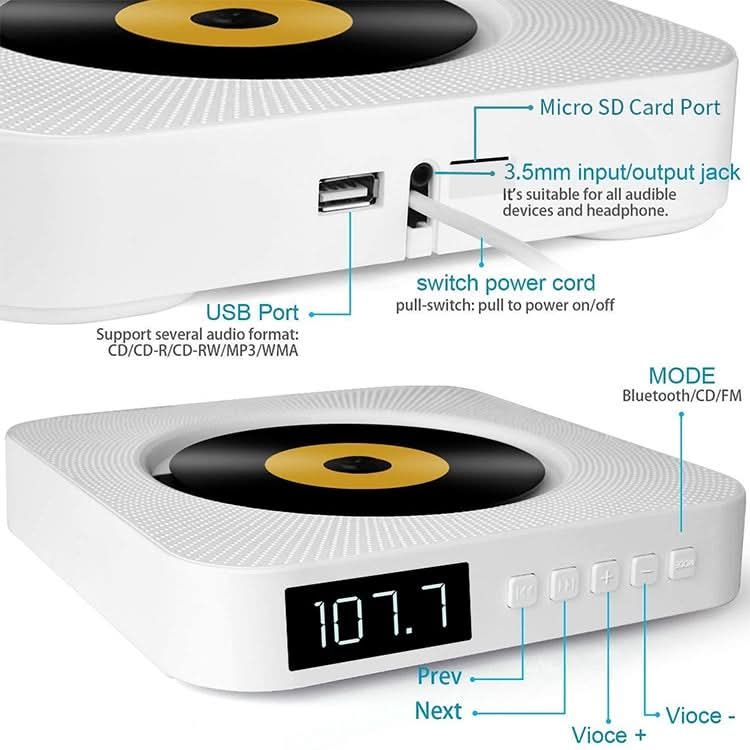 The Second Generation Portable Digital Display Bluetooth Speaker CD Player with Remote Control My Store