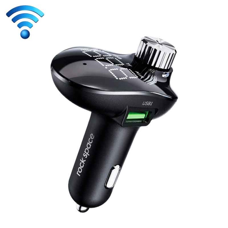 ROCK SPACE B302 18W QC3.0 Dual USB Digital Display Bluetooth Car Charger, Support 64GB U Disk & TF Card / FM / AUX / Hands-free Call ÎҵÄÉ̵ê