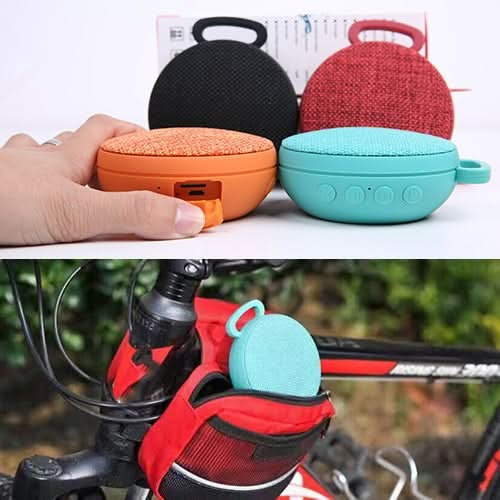 A01L Cloth Texture Round Portable Mini Bluetooth Speaker, Support Hands-free Call & TF Card