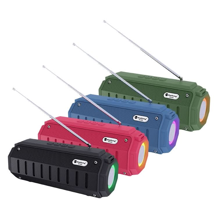 New Rixing NR-905FM TWS Bluetooth Speaker Support Hands-free Call / FM with Shoulder Strap & Antenna