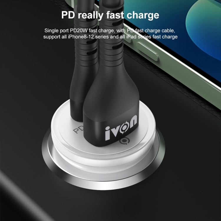 IVON CC45 20W PD 3.0 USB-C / Type-C + QC 3.0 USB Port Mini Car Charger