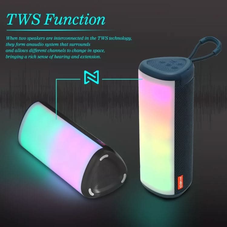 T&G TG357 Portable Wireless Bluetooth Speaker Outdoor Subwoofer with RGB Colorful Light & TWS