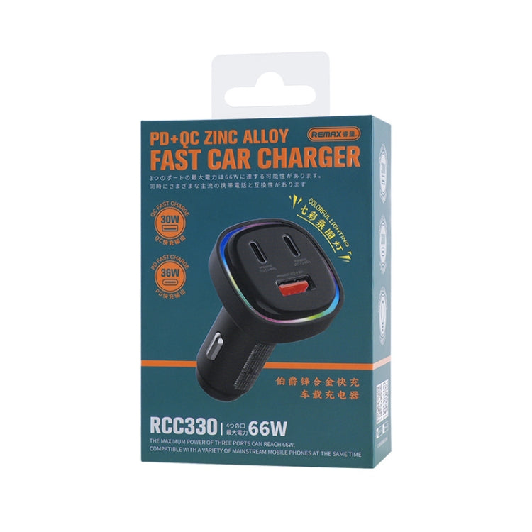 REMAX RCC330 Earl Series 3 in 1 Car 66W PD Fast Charger with Indicator Light