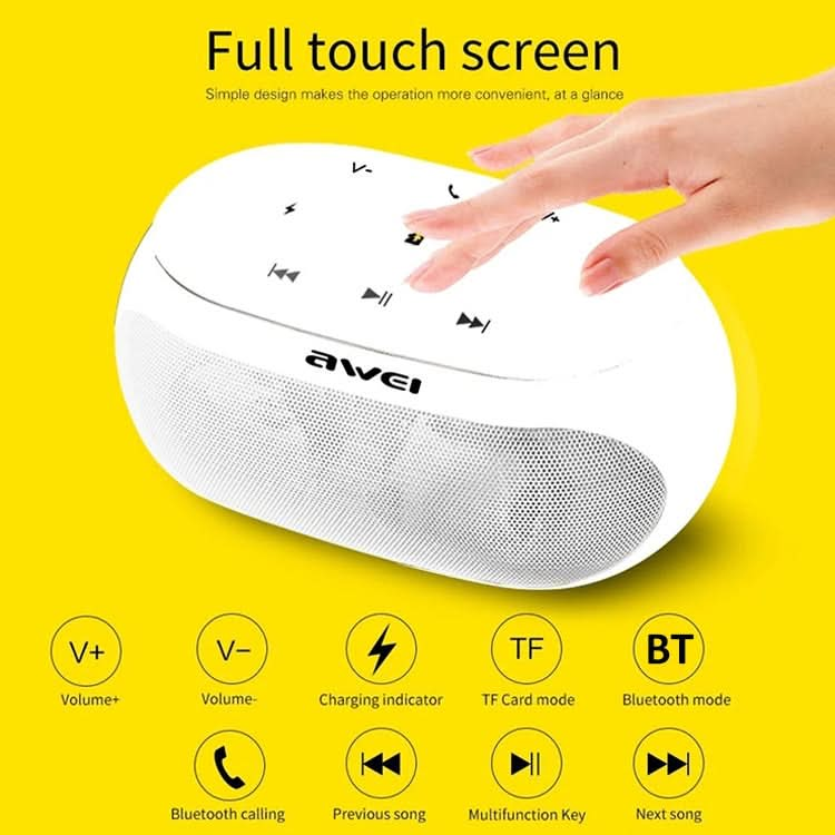 awei Y200 Wireless Bluetooth Speaker with Touch Buttons, Support Aux Line and TF Card