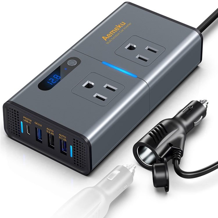 Aemeku Car 200W Inverter USB Power Converter Socket, US Plug