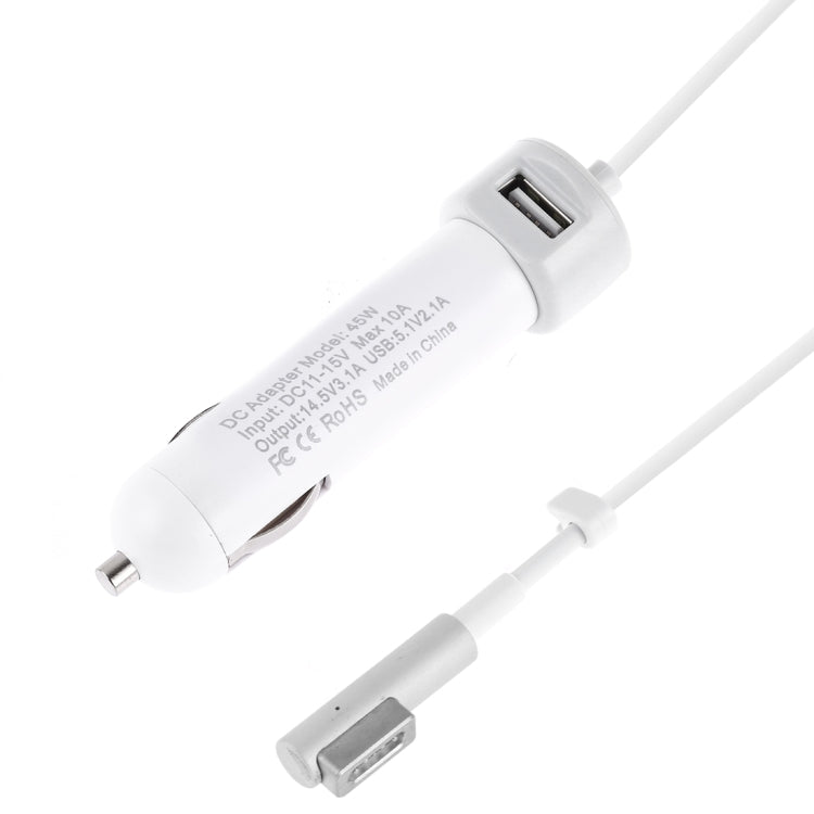 45W 5.1V 2.1A USB Interface Car Charger with 14.5V 3.1A L MagSafe Interface Data Cable