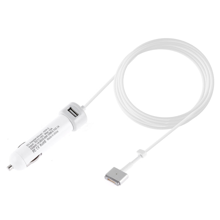 45W-2 5.1V 2.1A USB Interface Car Charger with 14.85V 3.05A T MagSafe 2 Interface Data Cable