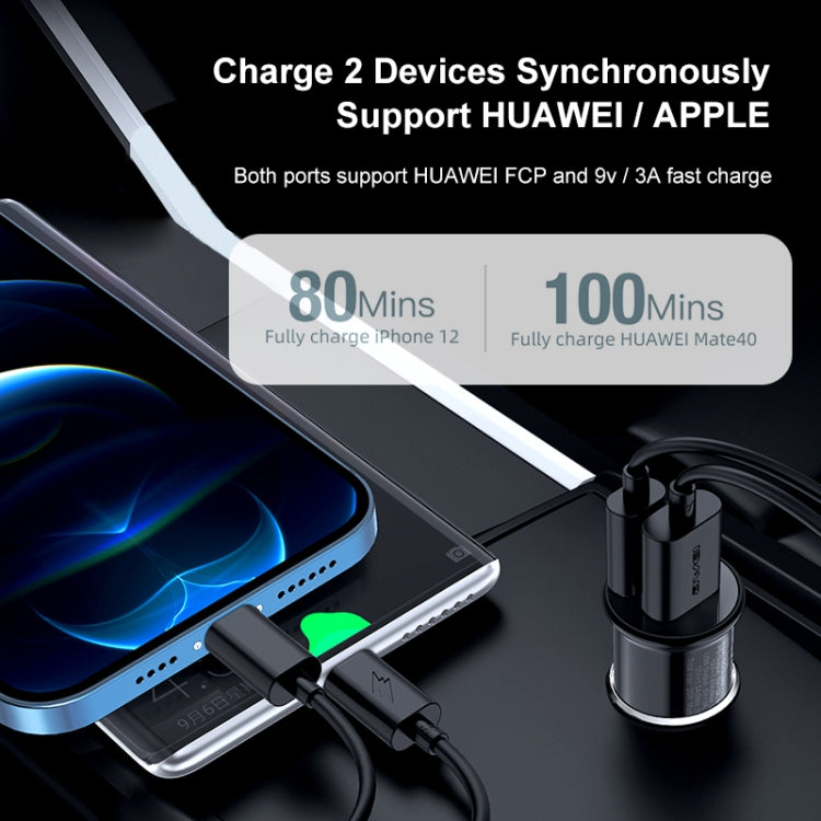 awei C-706 20W PD Type-C + QC 3.0 Type-A Car Charger with CL-110T Data Cable