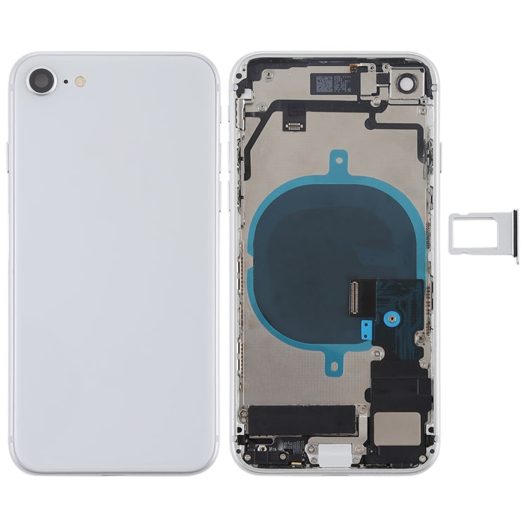 Battery Back Cover Assembly with Side Keys & Vibrator & Speaker Ringer Buzzer & Power Button + Volume Button Flex Cable & Card Tray for iPhone 8