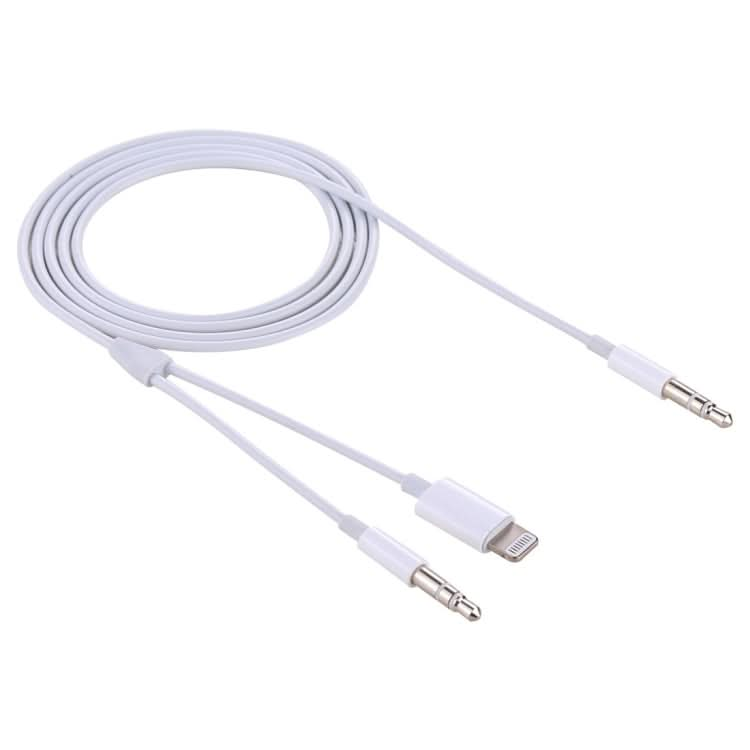 MH030 1m 2 in 1 8 Pin Male & 3.5mm Male to 3.5mm Male AUX Audio Cable For iPhone, iPad, Samsung, Huawei, Xiaomi, HTC