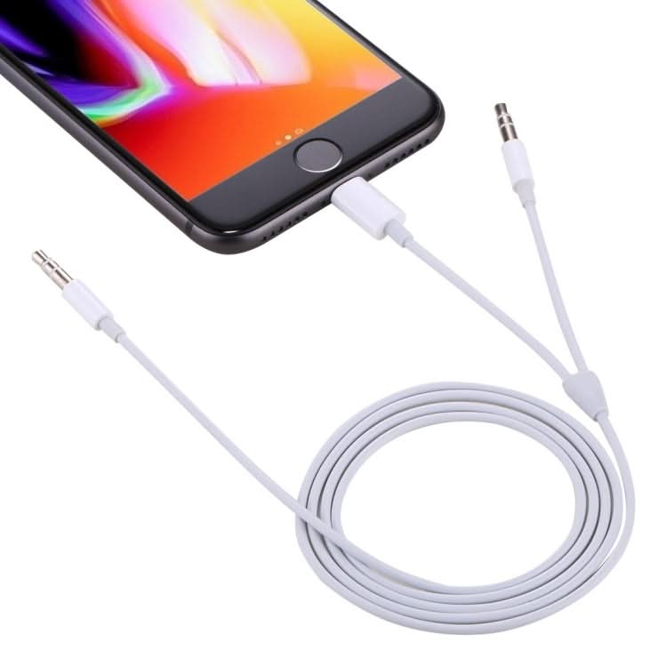 MH030 1m 2 in 1 8 Pin Male & 3.5mm Male to 3.5mm Male AUX Audio Cable For iPhone, iPad, Samsung, Huawei, Xiaomi, HTC