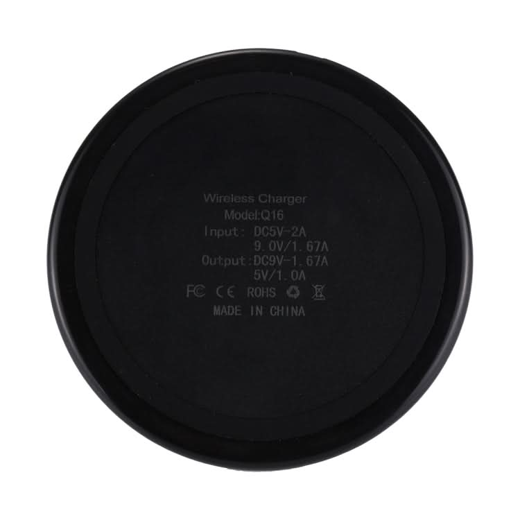 DC 9V 1.67A / 5V 1A Universal Round Shape Qi Standard Fast Wireless Charger with Indicator Light