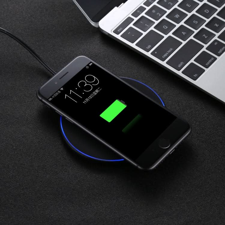 DC 9V 1.67A / 5V 1A Universal Round Shape Qi Standard Fast Wireless Charger with Indicator Light