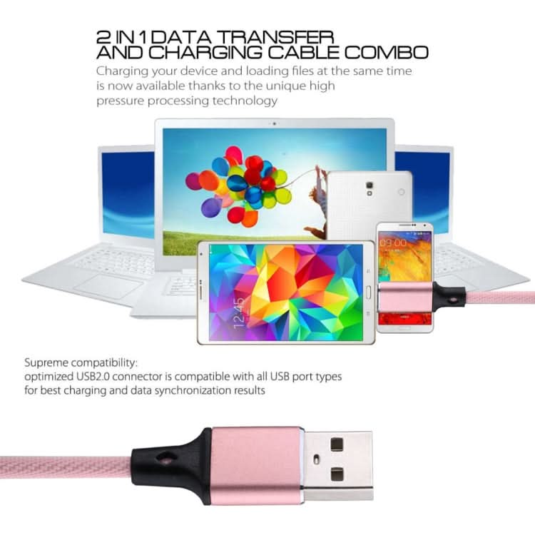 1m 2A USB to 8 Pin Nylon Weave Style Data Sync Charging Cable