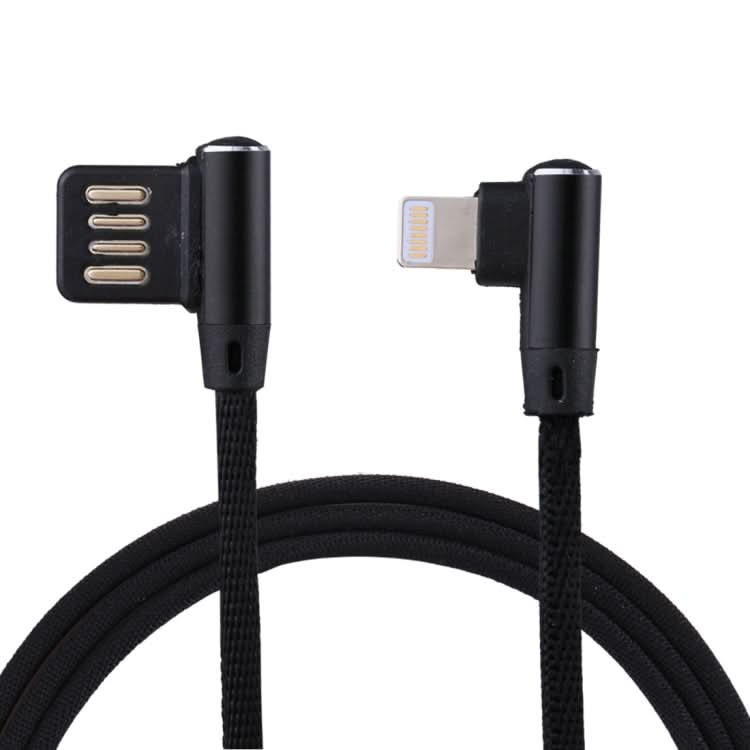 1m 2.4A Output USB to 8 Pin Double Elbow Design Nylon Weave Style Data Sync Charging Cable