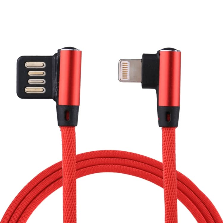 1m 2.4A Output USB to 8 Pin Double Elbow Design Nylon Weave Style Data Sync Charging Cable