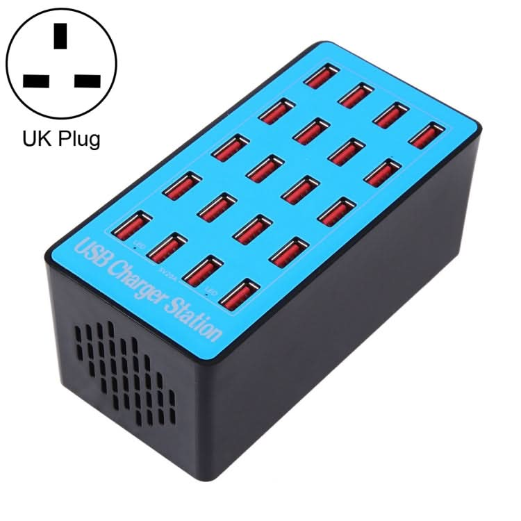 WLX-A5+ 100W 20 USB Ports Charger Station Automatically Assigned Smart Charger with Power LED Indicator, EU Plug