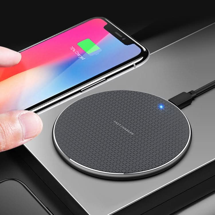 K8 30W Aluminum Alloy Round Desktop Wireless Charger with 1m Type-C Fast Charging Cable