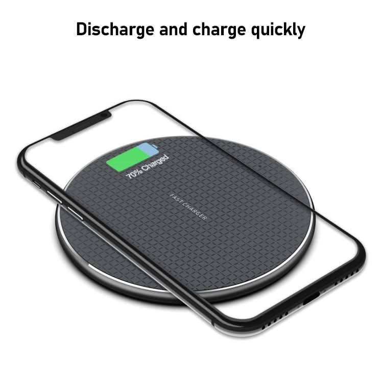 K8 30W Aluminum Alloy Round Desktop Wireless Charger with 1m Type-C Fast Charging Cable