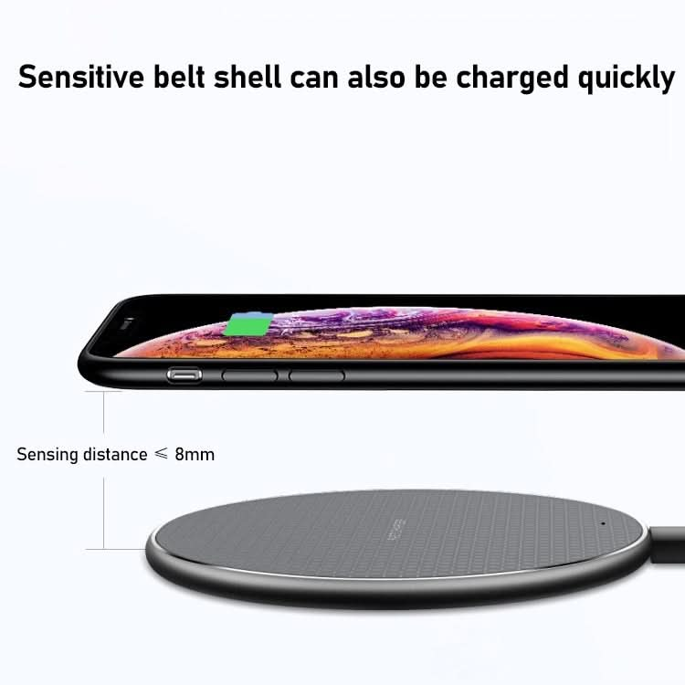 K8 30W Aluminum Alloy Round Desktop Wireless Charger with 1m Type-C Fast Charging Cable