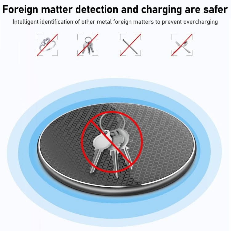 K8 30W Aluminum Alloy Round Desktop Wireless Charger with 1m Type-C Fast Charging Cable