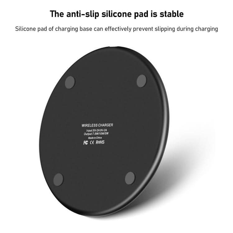 K8 30W Aluminum Alloy Round Desktop Wireless Charger with 1m Type-C Fast Charging Cable