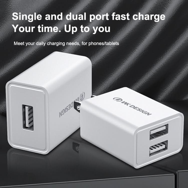 WK WP-U119 10W Dual USB Ports Travel Charger Power Adapter, EU Plug