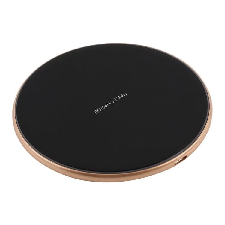 A-1 Round Shape Intelligent Qi Standard Wireless Charger, Support Fast Charging(Black+Gold)