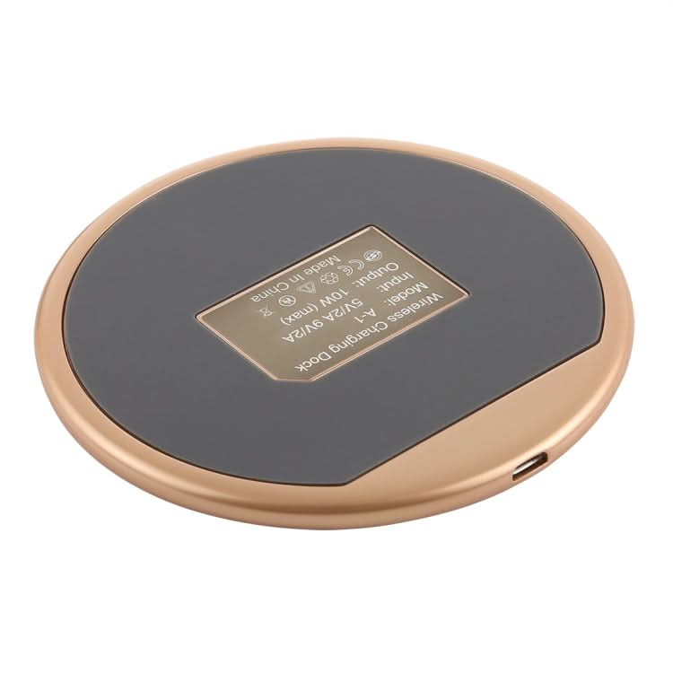 A-1 Round Shape Intelligent Qi Standard Wireless Charger, Support Fast Charging(Black+Gold)