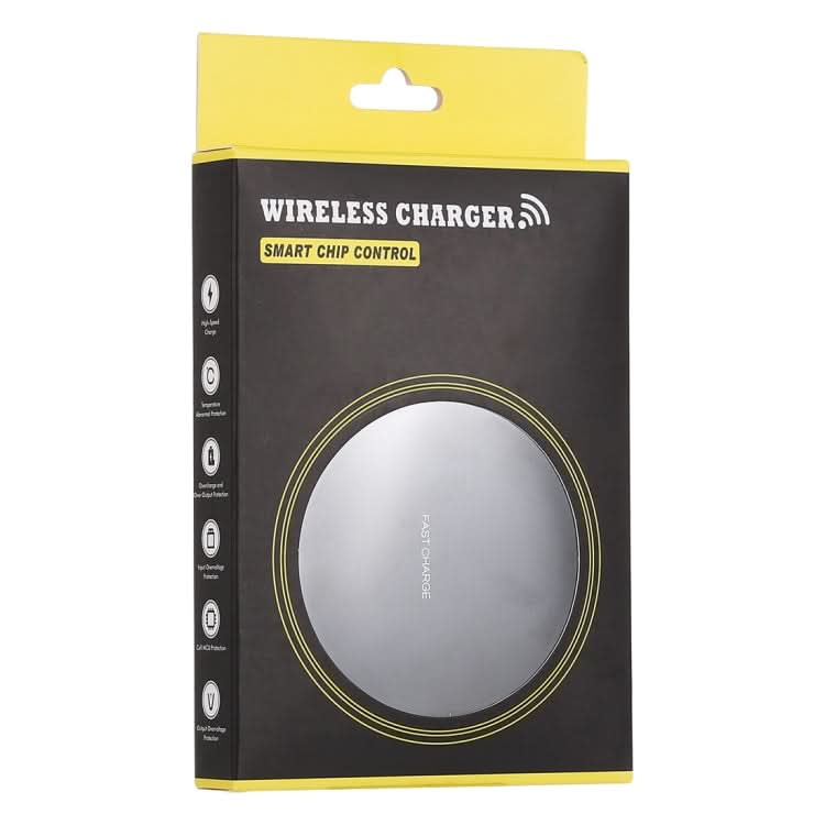 A-1 Round Shape Intelligent Qi Standard Wireless Charger, Support Fast Charging(Black+Gold)