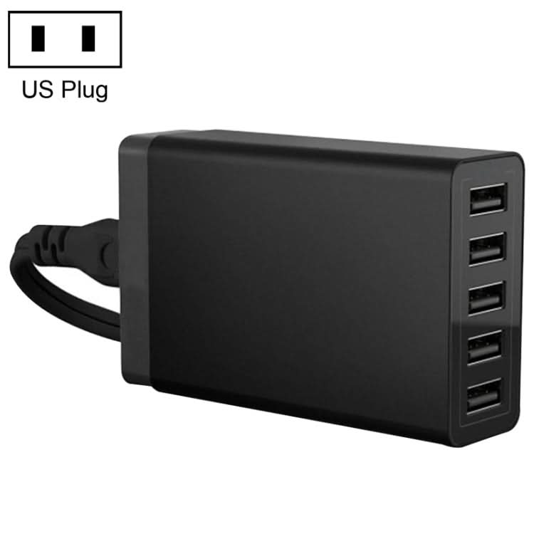 XBX09 40W 5V 8A 5 USB Ports Quick Charger Travel Charger, UK Plug(Black)