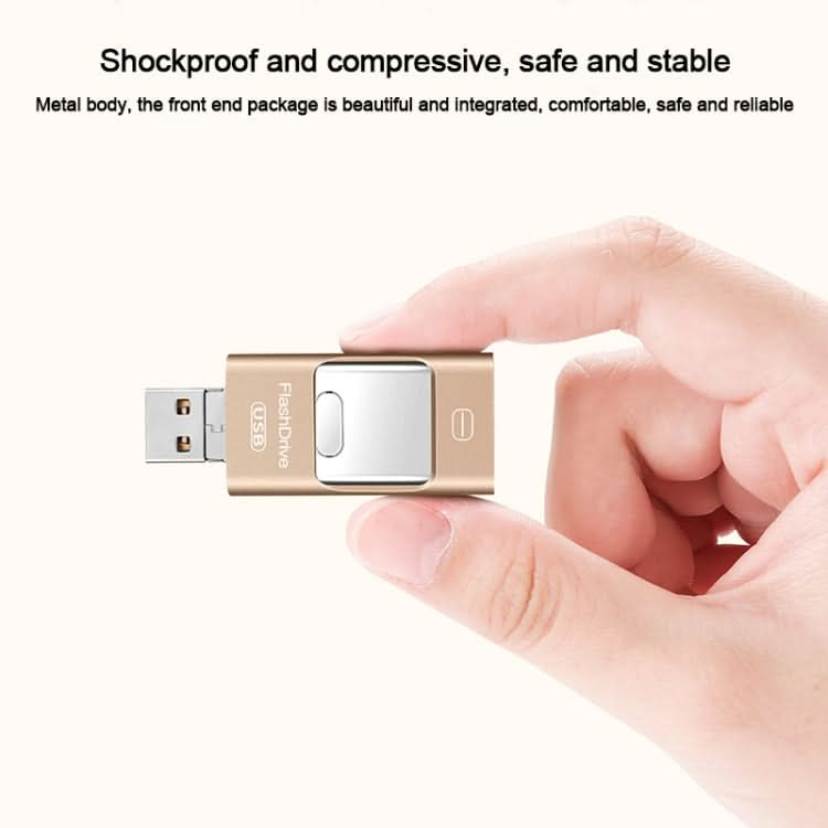 8GB USB 3.0 + 8 Pin + Mirco USB Android iPhone Computer Dual-use Metal Flash Drive