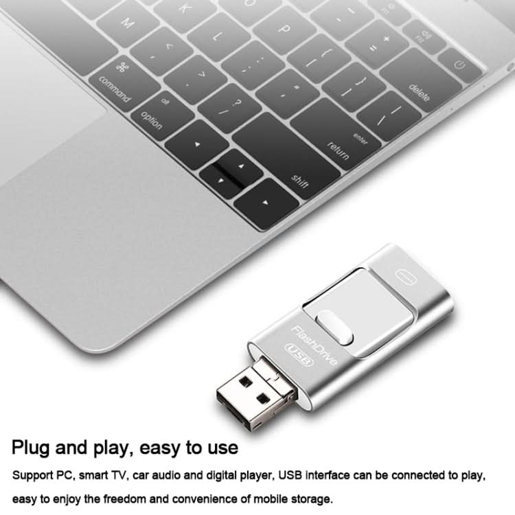 8GB USB 3.0 + 8 Pin + Mirco USB Android iPhone Computer Dual-use Metal Flash Drive