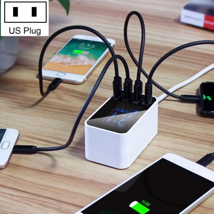 CDA30 20W 3 USB Ports + USB-C / Type-C Ports Multi-function Charger with LED Display, US Plug