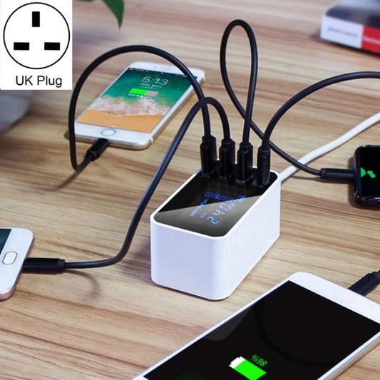 CDA30 20W 3 USB Ports + USB-C / Type-C Ports Multi-function Charger with LED Display, UK Plug