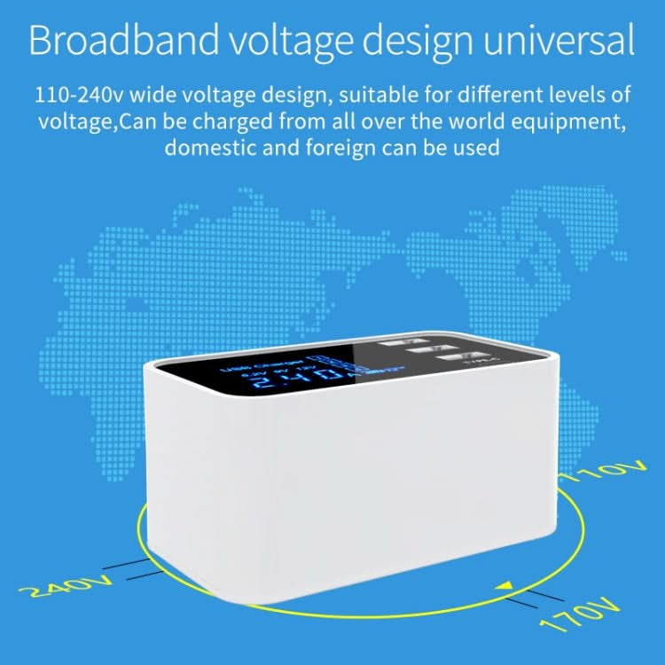 CDA30 20W 3 USB Ports + USB-C / Type-C Ports Multi-function Charger with LED Display, UK Plug