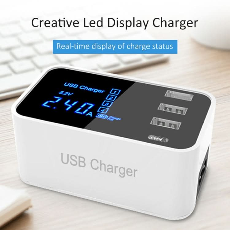 CDA30 20W 3 USB Ports + USB-C / Type-C Ports Multi-function Charger with LED Display, UK Plug