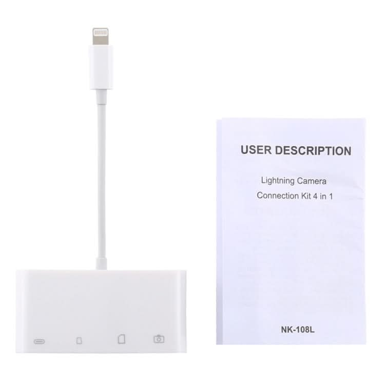 NK-108L 8 Pin to USB + TF Card + SD Card Camera Reader Adapter, Compatible with IOS 9.1 and Above Systems