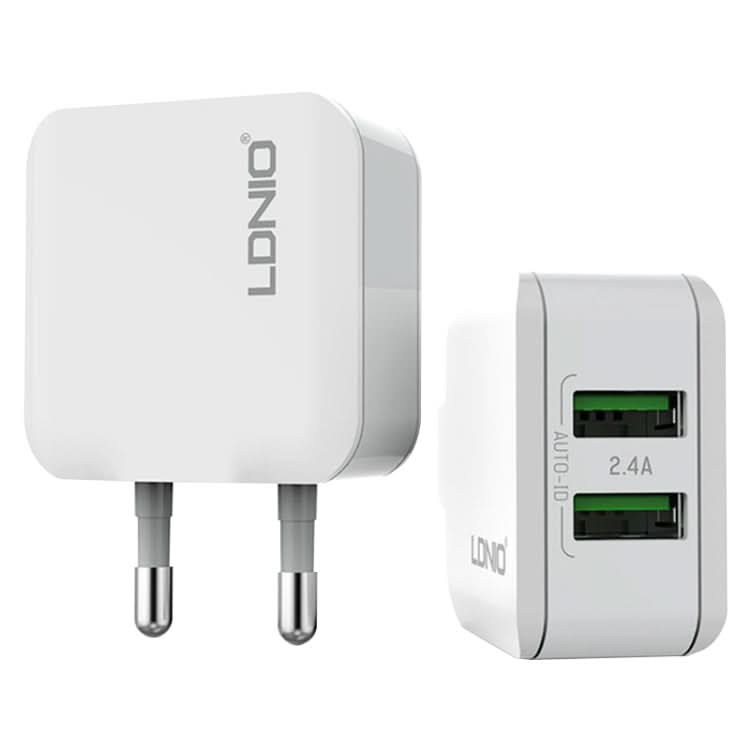 LDNIO A2201 2.4A Dual USB Charging Head Travel Direct Charge Mobile Phone Adapter Charger With 8 Pin Data Cable