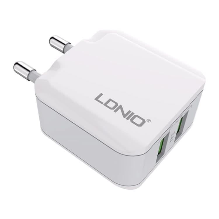 LDNIO A2201 2.4A Dual USB Charging Head Travel Direct Charge Mobile Phone Adapter Charger With 8 Pin Data Cable