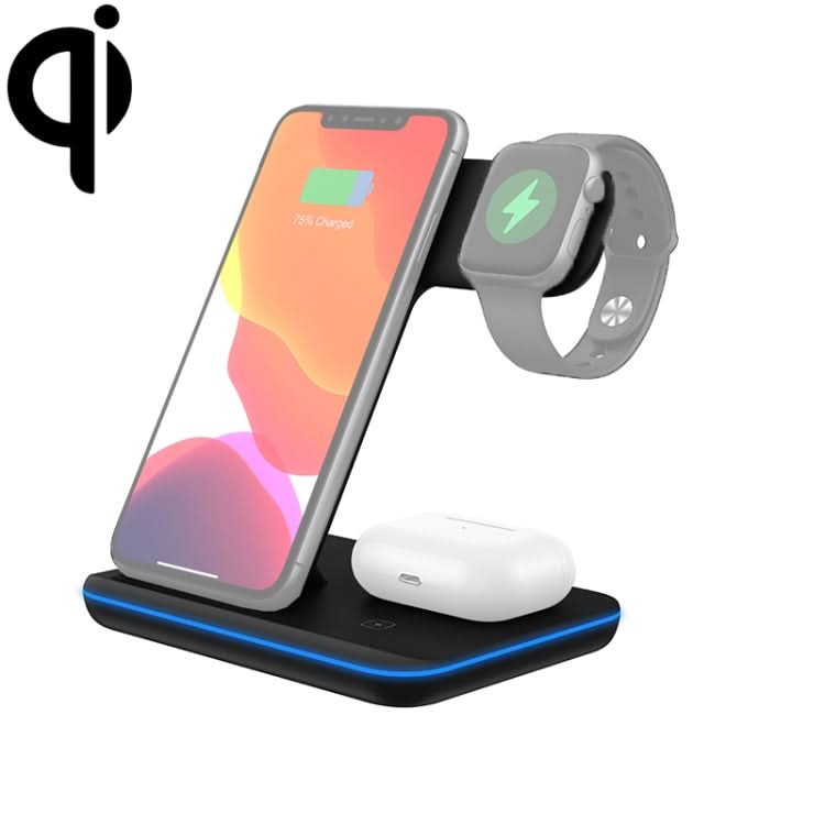 Z5A QI Vertical Magnetic Wireless Charger for Mobile Phones & Apple Watches & AirPods / Samsung Galaxy Buds / Huawei Free Buds, with Touch Ring Light