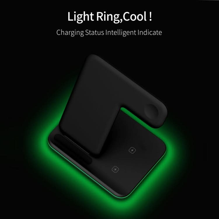 Z5A QI Vertical Magnetic Wireless Charger for Mobile Phones & Apple Watches & AirPods / Samsung Galaxy Buds / Huawei Free Buds, with Touch Ring Light