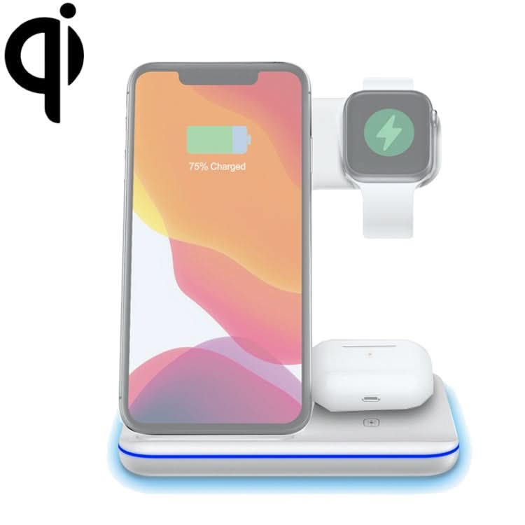 Z5A QI Vertical Magnetic Wireless Charger for Mobile Phones & Apple Watches & AirPods / Samsung Galaxy Buds / Huawei Free Buds, with Touch Ring Light