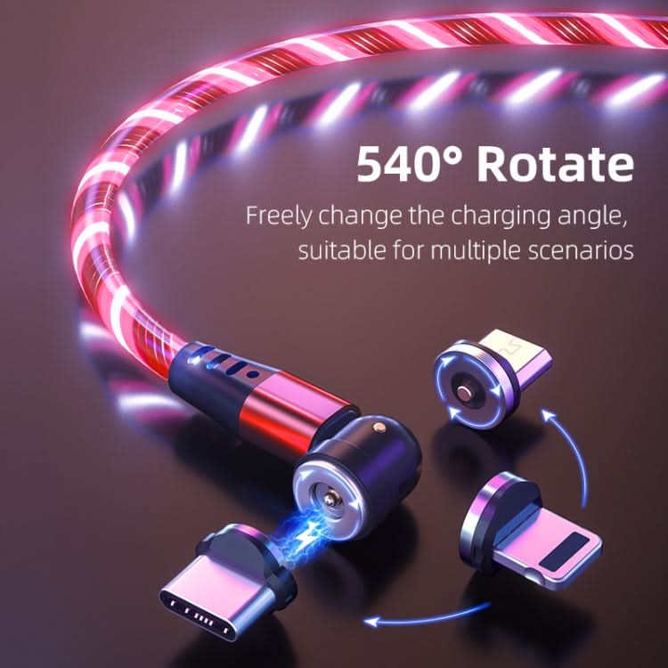 3 in 1 2.4A USB to 8 Pin + Micro USB + USB-C / Type-C 540 Degree Bendable Streamer Magnetic Data Cable, Cable Length: 1m