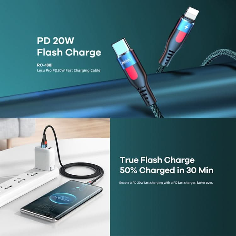 REMAX RC-188i Lesu Pro 1m PD20W Type-C to 8 Pin Aluminum Alloy Braid Fast Charging Data Cable