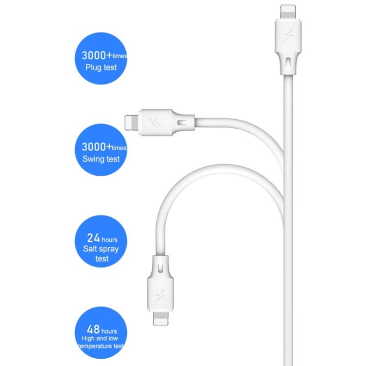 WK WDC-105i 2.4A 8 Pin Full Speed Pro Charging Data Cable, Length: 25cm